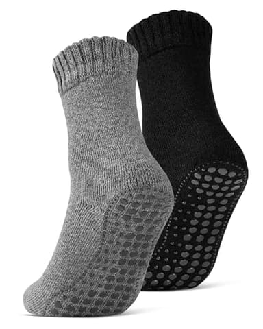 2 | 4 | 6 Paar ABS Socken Herren Damen Anti Rutsch Socken mit Wolle 21463 WP (Schwarz/Anthrazit 2 Paar 43-46)