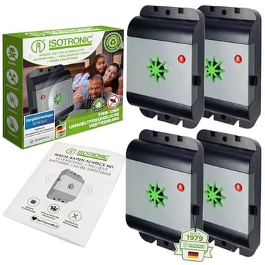 ISOTRONIC Mäuseabwehr/Rattenabwehr mit Ultraschall, Schädlingsvertreiber elektronisch für Haus, Keller, Garten, Mäuse und Ratten vertreiben ohne Chemie und Mäusefalle (4)