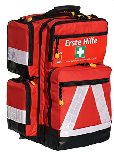 Team Impuls - Notfallrucksack - rot - Nylon - LEER - mit 4 Außentaschen - Gr. M