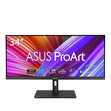 ASUS ProArt PA348CGV - 34 Zoll UWQHD Professioneller Monitor - 21:9 IPS, 3440x1440, 120 Hz - ergonomisch, Calman, hohe Farbtreue, DisplayHDR 400 - DisplayPort, HDMI, 90W USB-C, USB-Hub, schwarz