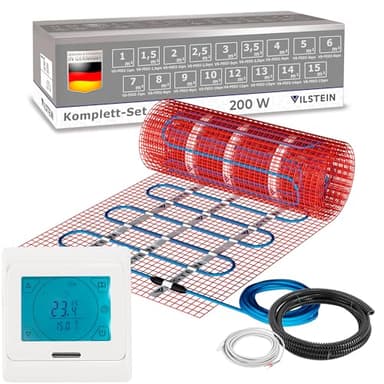 VILSTEIN® Elektrische Fußbodenheizung [200W/m²] - Bodenheizung Elektrisch geeignet für Laminat, Fliesen & mehr - Elektro Fussbodenheizung - Elektrische Heizmatte Fußboden - (10x0.5m - 5qm)