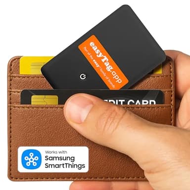 easyTag Tracking Card (Nur Samsung) - Schlanker und globaler Wallet Tracker für Geldbörsen, Taschen, Koffer und Gepäck. Wiederaufladbare Tracking Card kompatibel mit der Samsung SmartThings App.
