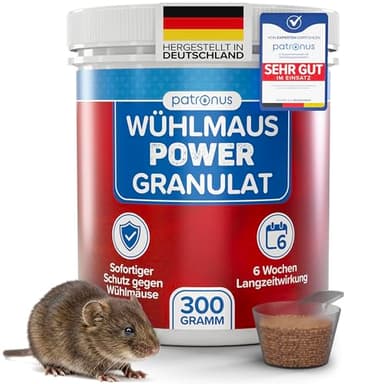 Wühlmaus Power Granulat 300 g - Wühlmäuse effektiv vertreiben mit Sofort- und Langzeitwirkung - Wühlmausgift-Alternative als Abwehr-Mittel gegen Wühlmäuse - aus deutscher Produktion