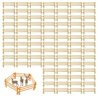 80 StüCk Pferdestall Spielzeug, Zaun Für Pferde, Holzzaun Spielzeug, 9x4x0.8 cm Für Verschiedene Rasenformen, DIY Tier Zaun Scheune Zaun Mikro Landschaft Dekoration