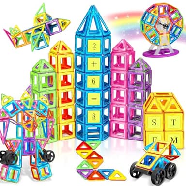 COOLJOYA Magnetische Bausteine 120 Teile Konstruktion, Magnetbausteine Magnetspielzeug Magnete Kinder, Ostern Geschenke Kinder, Magnetspiel für Geschenk ab 3 4 5 6 7 8 Jahre Junge Mädchen