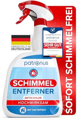 Patronus Profi Schimmelentferner mit Hafteffekt & Sofortwirkung [500 ml] für Wand, Bad, Fliesen, Fugen & mehr - Effektives Anti Schimmel Spray mit Aktivchlor zum Schimmel entfernen & als Fugenreiniger