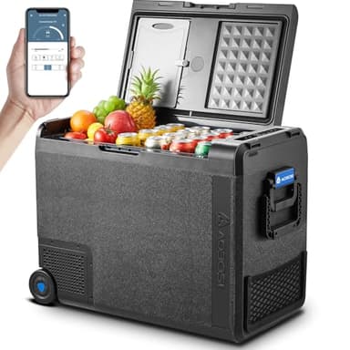 AAOBOSI Kompressor Kühlbox 58L, Kühlbox Auto -20°C bis 20°C, Kühlbox Elektrisch Mit USB-Anschluss, Robuste 12/24V 230V für Autos, Lastwagen, Boote, Wohnmobile, Camping und Angeln