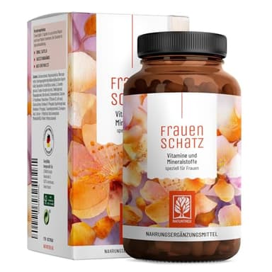 NATURTREU® Multivitamin & Mineralstoffe für Frauen – 12 Vitamine & 9 Mineralstoffe mit Eisen, Calcium, Magnesium, Zink, Selen & Vitamin D3 – 120 Kapseln – jodfrei, vegan, laborgeprüft