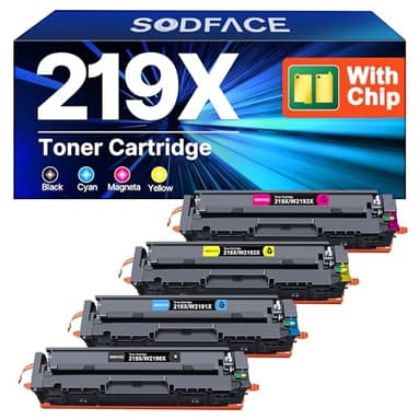 219X W2190X 219A MFP 3302FDWG Toner Mit Chip Kompatibel für HP 219X 219A Toner für Color LaserJet Pro MFP 3302FDWG 3302SDWG 3302FDNG 3302FDW 3302SDW 3302FDN (Schwarz Cyan Gelb Magenta, 4er-Pack)