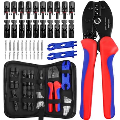 SBGGRL Solar Crimpzange Set, 10 Paar PV Stecker für Solarkabel (2.5/4/6 mm²) mit 2 Montageschlüssel für die Verkabelung von Solarpanel, Solar Stecker für Außen