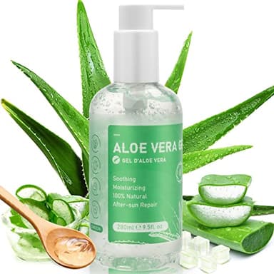 Aloe Vera Gel 280ml - 100 Prozent Natürliche Naturkosmetik für Gesicht Körper Haarre, Beruhigende Pflegende Feuchtigkeitscreme für Trockene & Strapazierte Haut, Sonnenbrand, After Sun Lotion