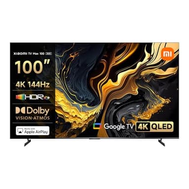 XIAOMI TV MAX 100 Zoll (254 cm) QLED 4K UHD Smart TV, 144Hz (240Hz Game Boost Mode), Dolby Atmos & Vision, HDR10+, Triple Tuner, DVB-C/S/S2/T/T2, Google TV, MEMC, Airplay, Google Assistant