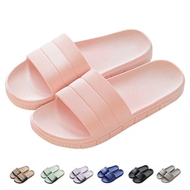 Harrms Herren/Damen Badeschuhe Hausschuhe Slippers Sommer Slide Pantoletten Badelatschen Strand Indoor/Outdoor rutschfest Baden Unisex Einfarbig,Pink,40-41 EU