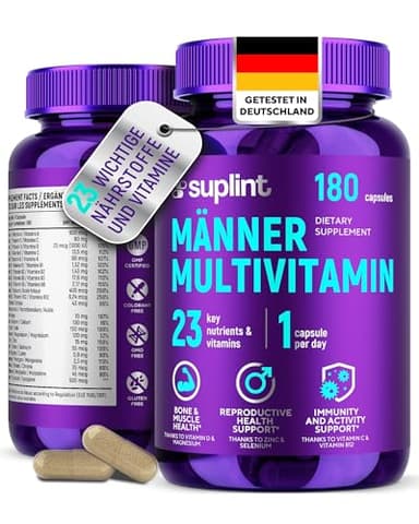 Multivitamin Kapseln für Männer – A-Z Vitamin- & Mineralstoff-Komplex – 180 Kapseln für 180 Tage – Energie, Immunität & Gesundheit – Multivitamin Tabletten Männer