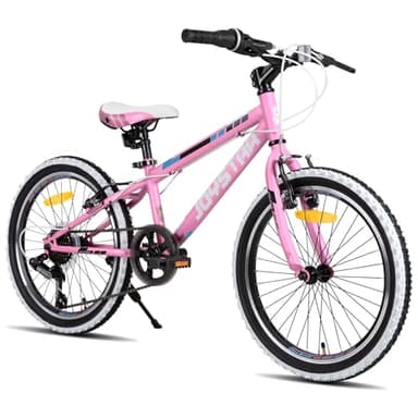 JOYSTAR Lubbock 20 Zoll Kinderfahrrad für Jungen & Mädchen im Alter von 7-11 Jahren Hardtail Mountainbike für Kinder mit 7-Gang, rosa