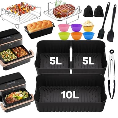 Heißluftfritteuse Zubehör für Cosori Dual Blaze Twinfry XXL 10L, Airfryer Zubehör 2×5L Silikonform für Cosori heißluftfritteuse, Air Fryer Silikon für Heißluftfritteuse Cosori 10L Zubehör