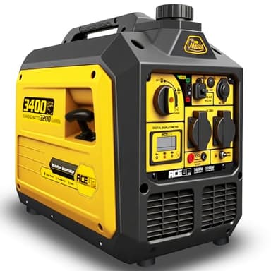 Aceup Energy Inverter Stromgenerator 3400W Benzin Stromerzeuger mit 230V 12V USB Steckdosen Digitalanzeige Notstromaggregat Leise Tragbar Für zu Hause Camping Outdoor 4 Takt 23Kg