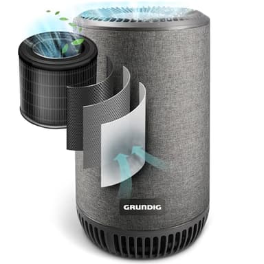 Grundig Luftreiniger Allergiker Air Purifier - Extra leise Hepa Filter + AKTIVKOHLEFILTER filtert 99,9% Schimmel Staub Pollen Viren Raucherzimmer, Luftqualitätsanzeige - 49m2 (Luftreiniger)