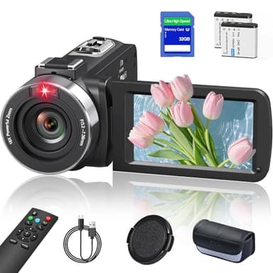 Delmodes Videokamera 8K Camcorder 64MP 18X Digital Zoom Vlogging-Kamera für YouTube 3,0 Zoll Touchscreen WiFi IR-Nachtsicht Videokamera mit 2,4 G-Fernbedienung, SD-Karte und 2 Batterien