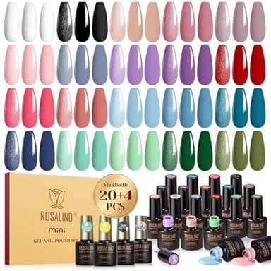 ROSALIND UV Nagellack Set, 24 Stück Gel-Nagellack Weiß Schwarz Rosa Lila Rot Blau Grün Farbgel Gelnägel, Soak-Off Mini Gel Nail Polish Nagel Design Geschenk