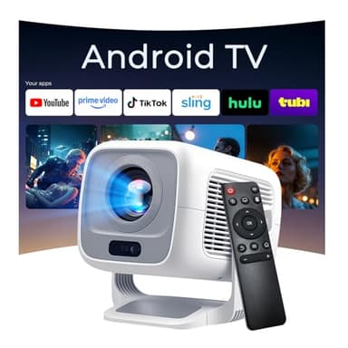 [Native 1080P FHD/KI-Visuelle Kalibrierung] Smart Beamer Dolby Audio, 600 ANSI Lumen, Mini Projektor 4K Unterstützung, Autofokus&Keystone, Android 11, tragbarer Projector mit WiFi 6 und Bluetooth 5.4