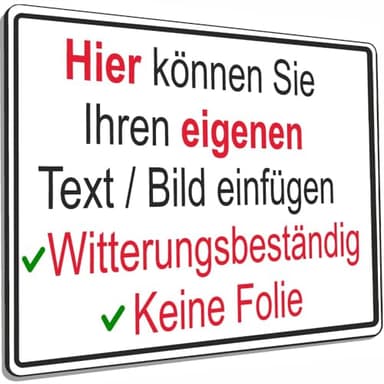 SCHILDER HIMMEL anpassbares Schild mit eigenem Text, Bild, Symbolen, Pfeilen, 7 Größen, wetterfestem Alu-Verbund oder Kunststoff für Innen, für Parken, Wegweiser, Pferde, Hunde, Firmenschilder