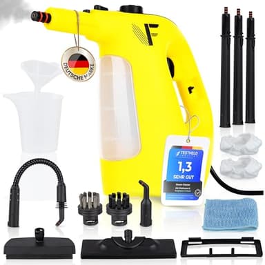 Neighbour's Friend® Dampfreiniger 2 in 1 mit Dampf Mop Funktion – Leistungsstarker Handdampfreiniger 1500W, 4m Kabel, 450ml Tank I Dampfreiniger Handgerät für Boden, Fenster, Bad, Teppich, Küche