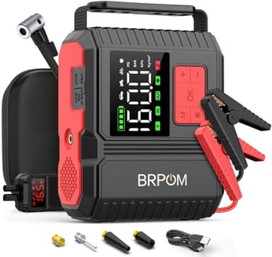 8000A &160PSI BRPOM Starthilfe Powerbank für Pkw mit Kompressor 26800mAh Auto Starthilfe Powerbank für All Benzin und 12.0L Dieselmotor,Starter Powerbank Eingang/Ausgang und 600LUM LED-Licht
