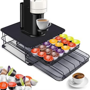 MASTERTOP Kaffee Kapselhalter, 2-Tier Kaffeekapseln Aufbewahrung von 72 Dolce Gusto Kapseln, Kapselständer Kapselspender mit Rutschfeste Oberfläche, Aufbewahrungsbox Schublade für Dolce Gusto, Schwarz