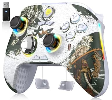 EasySMX X15 PC Controller Wireless mit 7 RGB Licht, Gaming Controller mit Hall Joystick & Trigger, Bluetooth Kompatibel mit PC/Switch/Handy/Tablet-Wukong