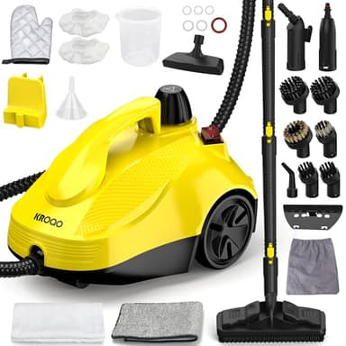 KROQO HandDampfreiniger, Dampfreiniger mit 23 Zubehörteilen,Steam Cleaner und einem 5 Meter langen Netzkabel. Er eignet sich ideal für die Reinigung von Backöfen, Teppichen, Sofas, Polste