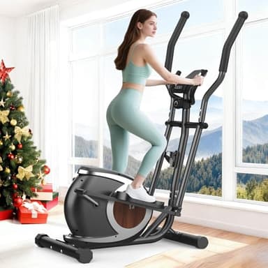 Crosstrainer, Crosstrainer für Zuhause mit 16 Widerstandsstufen, 6KG Schwungrad, LCD-Monitor, rutschfeste Pedale, Flaschenhalter, Ultraleiser Magnetischer Ellipsentrainer für Fitnessübungen (Schwarz)