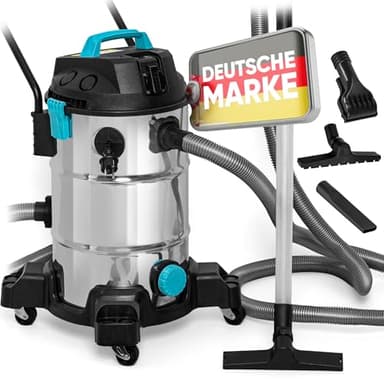 TEICHER Teichsauger Schlammsauger Groß [Neues Modell] – 1200 Watt Pumpsauger 35 Liter | Teichschlammsauger mit Wasserrückführung | Algensauger Mulmsauger Wassersauger mit Pumpe