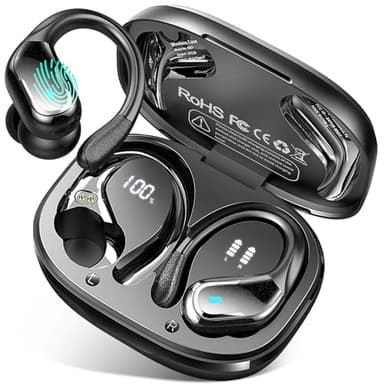 Bluetooth 5.4 Kopfhörer Sport, 75Std 2026 Kopfhörer Kabellos Bluetooth, Bass 3.0 HiFi-Stereo, IP-X8 Wasserdicht Wireless Headphone, 4 ENC Noise Cancelling Mic Earbud, USB-C in-ear Ohrhörer Joggen Gym