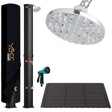 CCLIFE Solardusche 40L mit Kunststoffboden und Handbrause Solar Gartendusche Pooldusche Regendusche Außendusche Garten Brause warmes Wasser