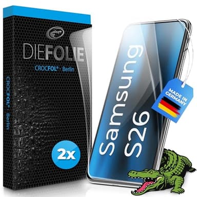 Crocfol DIEFOLIE für Samsung Galaxy S26 [2 St.] Schutzfolie vom Testsieger + selbstheilende Premium Langzeit Schutzfolie + Made in Germany (Case-friendly)