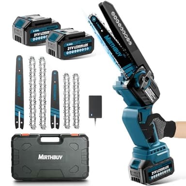 Mini Kettensäge 6&8 Zoll, Bürstenlose Kettensäge Elektro mit verbesserter Kettenschmierung,mit Akku 8000mAh,Elektro Handkettensäge für Gartenscheren,Holzschneidenz