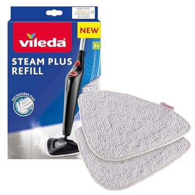 Vileda Steam Dampfreiniger Ersatzpads Mikrofaser | Hygienische Bodenreinigung - Passend für alle Böden, Waschbar & Wiederverwendbar | 2 Stück