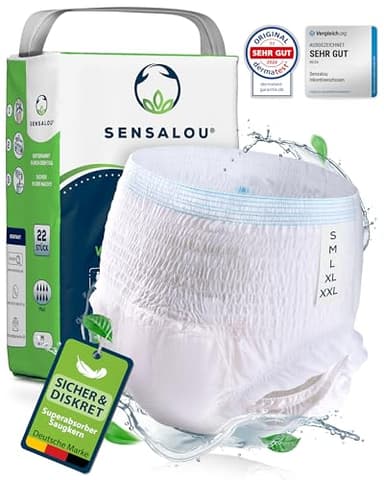 Sensalou Inkontinenz-Erwachsenen-Windeln Größe L (22 Stk) Männer Frauen - Windel-Hosen-Pants für Erwachsene Senioren Tag Nacht