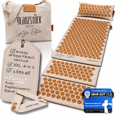 Glanzstück Berlin®: Akupressurmatte XXL Set für den ganzen Körper, Ideal für Einsteiger, bei Verspannungen Kopfschmerzen Rückenschmerzen Streß