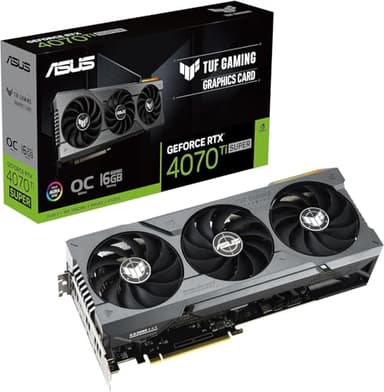 ASUS TUF Gaming GeForce RTX 4070 Ti SUPER 16GB GDDR6X OC (NVIDIA GeForce RTX4070Ti DLSS 3, PCIe 4.0, 2X HDMI 2.1a, 3X DisplayPort 1.4a, TUF-RTX4070TIS-O16G-GAMING, schwarz) + Indiana Jones