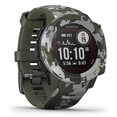 Garmin Instinct Solar - wasserdichte GPS-Smartwatch mit Solar-Ladefunktion für bis zu 54 Tage Akku. Mit Sport- und Fitness-Funktionen, Pulsmessung am Handgelenk und Smartphone Benachrichtigungen