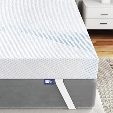 BedStory Gel Topper 200x200cm,10cm Höhe Matratzentopper aus Gel Memory Foam，H3&H4 Gel Schaum Bambus Topper mit atmungsaktivem Bezug für Wohnwagen Schlafsofa Boxspringbett Weiß