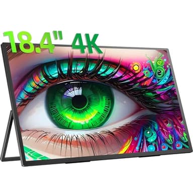UPERFECT 4K 18 Zoll QLED Portable Monitor mit 3840 x 2160 UHD Display Integrierter Halterung USB C Mini HDMI für PC Laptop Handy XBO Switch PS4/5, Metallkörper, Tragbarer Bildschirm VESA-montierbar