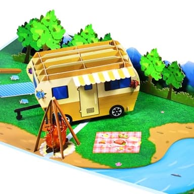 GREETING ART Pop Up Karte Camping,Geburtstagskarte mit Pop Up Wohnmobil | Karte Geburtstag als Reisegutschein | Gutschein Urlaub| Glückwunschkarte | Wochenendreise oder Camping Trip