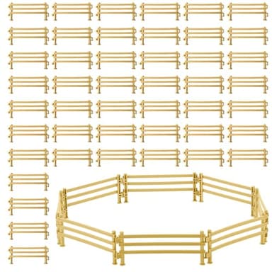 CHUANFU 80 Stück Miniatur Zaun für Farm Szenen, Pferdezaun Spielzeug, Zäune Spielzeug, Corral Fechten Zubehör, Eltern-Kind Interaktives Spiel, DIY Mini Zaun Set, Pädagogische Geschenk, 9 x 4 x 0.8 cm