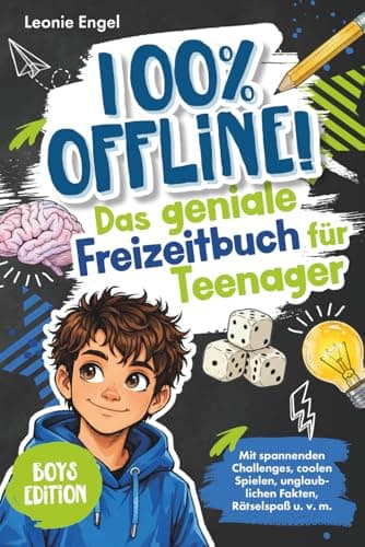 100% offline! Das geniale Freizeitbuch für Teenager-Jungen: Den Alltag zum Erlebnis machen mit spannenden Challenges, coolen Spielen, unglaublichen Fakten, Rätselspaß u. v. m. | Ab 10 Jahren