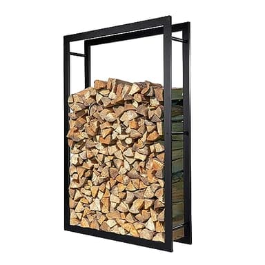 Loywe Kaminholzregal 100X25X150cm Kaminholzhalter Brennholzregal Feuerholzregal Kaminholzständer Brennholz Holzhalter aus Metall in Schwarz LW1087