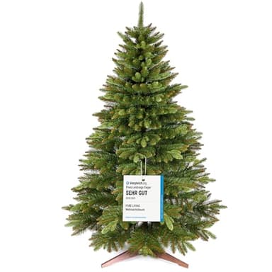 Premium Weihnachtsbaum künstlich 220cm - TESTSIEGER 10 Jahre GARANTIE - Naturgetreu, dichte Zweige, Künstlicher Weihnachtsbaum mit Holzständer, Christmas Tree Tannenbaum künstlich 220 cm Pure Living
