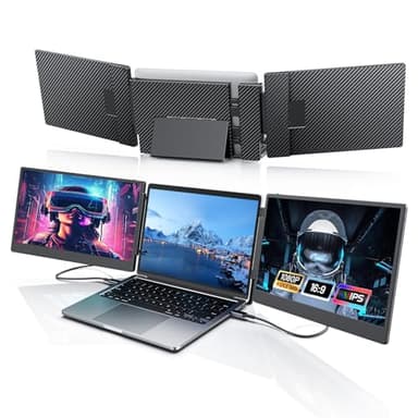 JEEJIA Tragbarer Monitor für Laptop, 14’’ Triple Laptop Screen Extender, FHD 1080p Portable Monitor Bildschirm Erweiterung, Plug & Play Kein Treiber Kompatibel Windows Mac Android 1